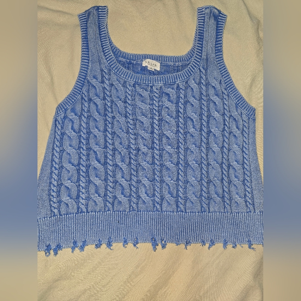 Le Lis Blue Cable Knit Sweater- Small